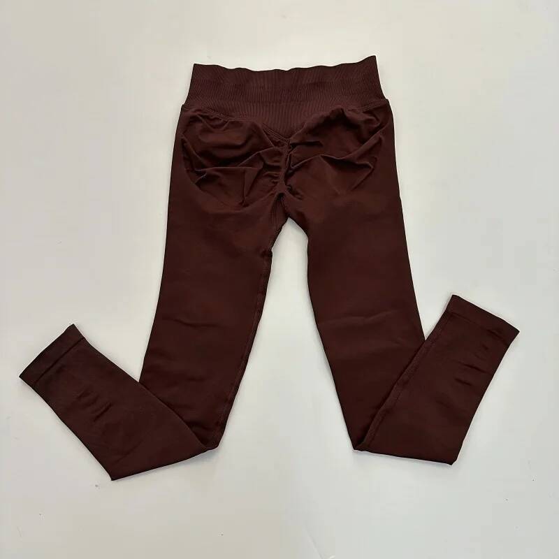 Women Low Ribbed Band Scrunch Bum Seamless Yoga Pants Gym Leggings Fiess Sweat Wicking Stretch Workout Tights