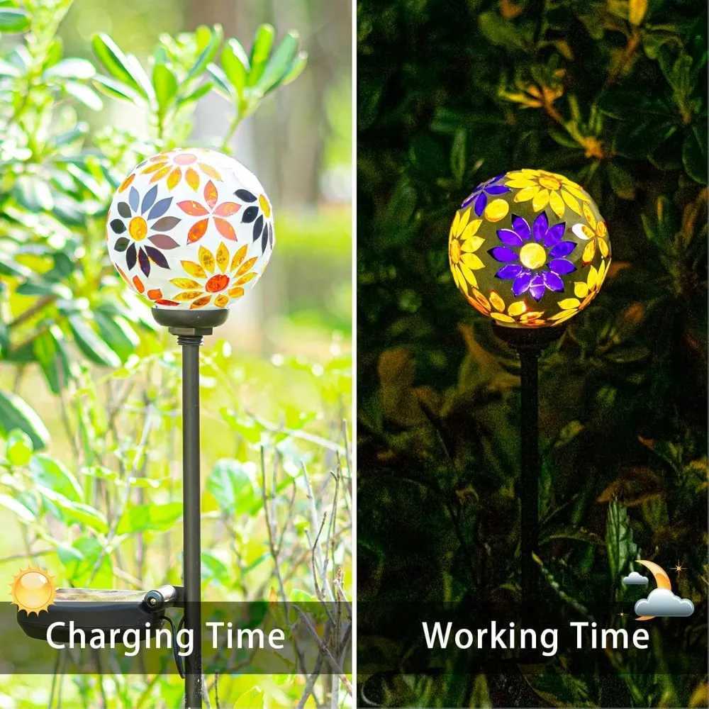 Solar Garden Lights - Mosaic LED Stake Lights Waterproof Outdoor Decor for Lawn/Patio/Yard 1-Pack XJ250606