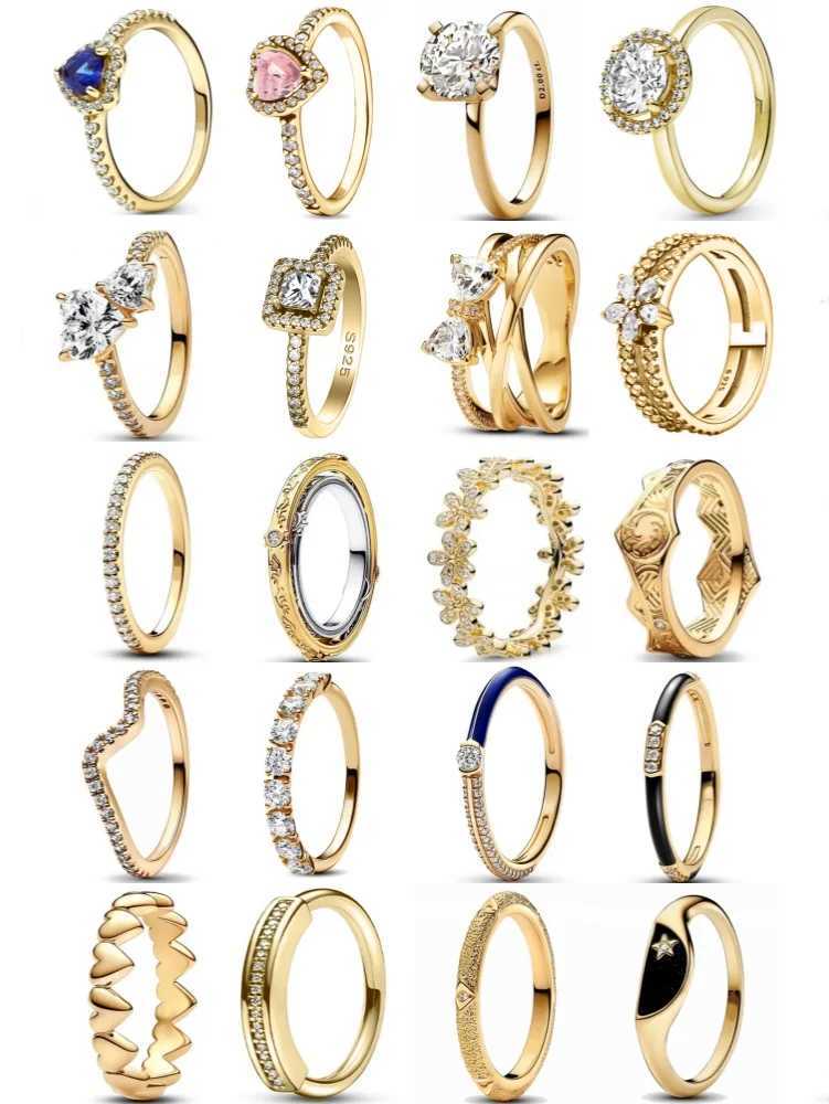 Elegance Ring All Gold Color Fine Hot Selling Heart Bow Sun Heart Stone Rings For Women Jewelry European 925 Sterling Silver XJ250606