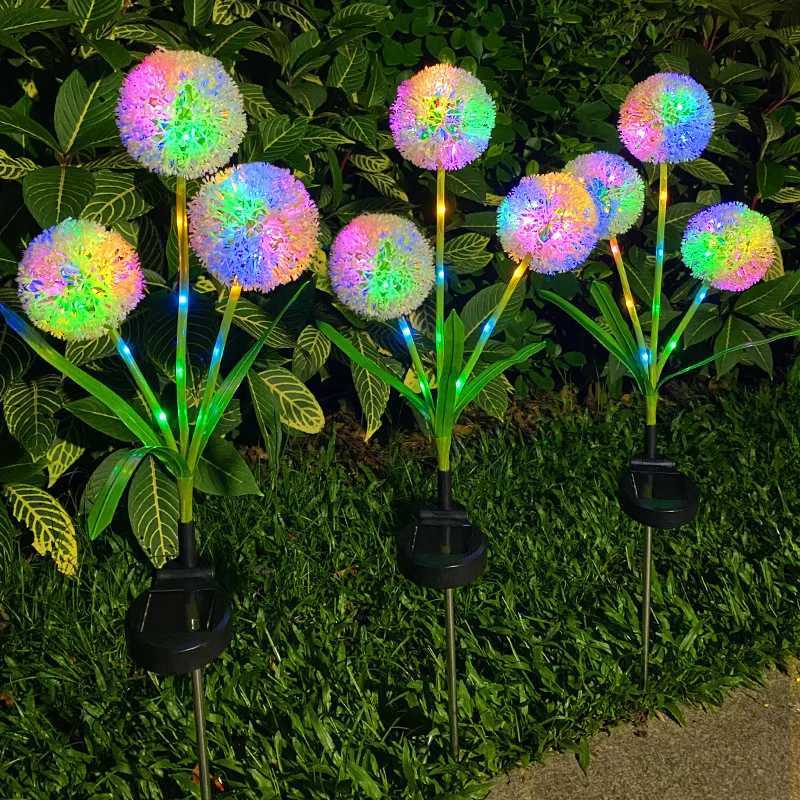 Creative New Solar Lawn Light Ground Plug Three-headed Dandelion Lamp Outdoor Garden Courtyard Atmosphere Light Decorative LampsXJ250606