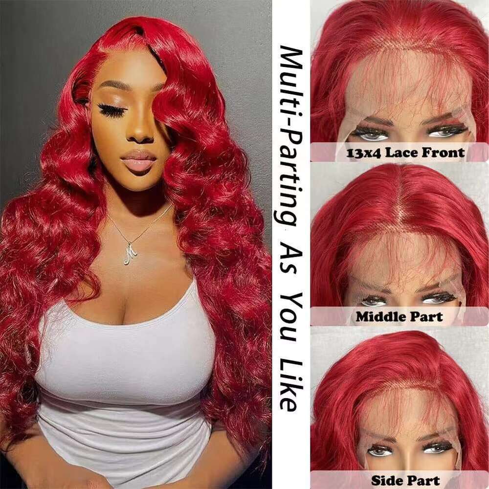 Front New Red Long Curly Hair Big Waves Lace Wig Hot Sale