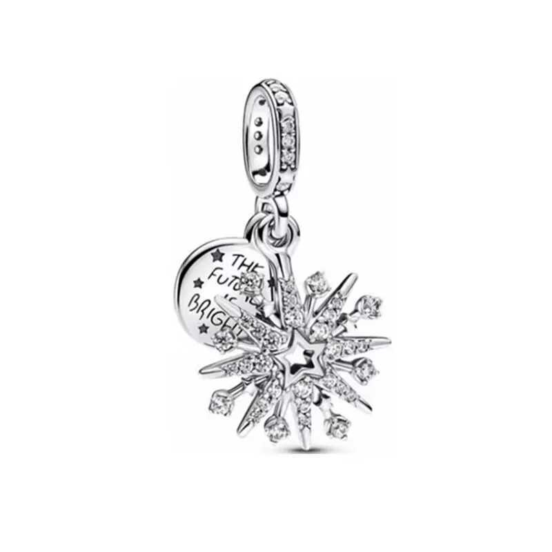 New 925 Silver White Shiny Zircon Series round Beads Charm Women Jewelry Gift Fit Original Bracelet DIY Accessories Pendant XJ250607