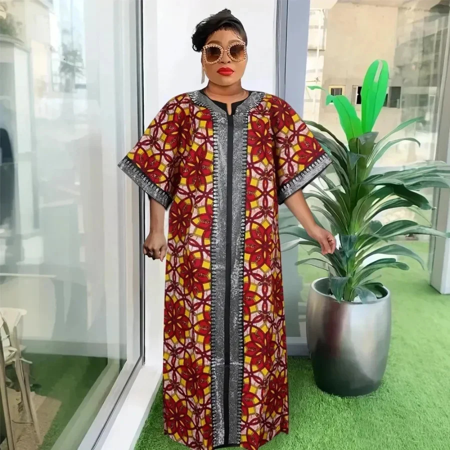 African Dresses for Women Traditional Africa Clothing Dashiki Ankara Print Wax Robe Kaftan Wedding Party Evening Gown 250603