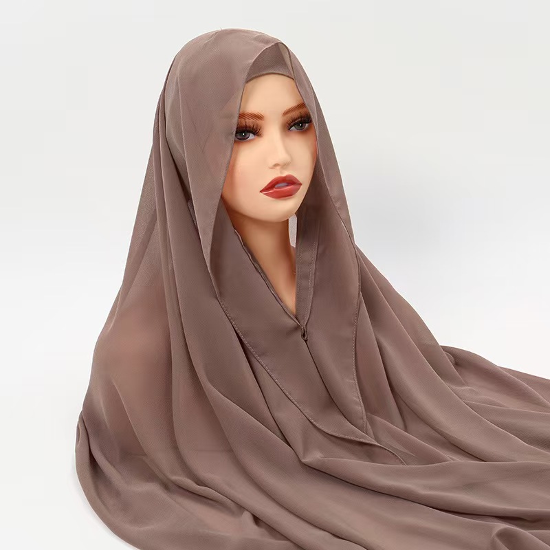 T909 new lazy chiffon convenient headscarf magnet buckle fixed anti-drop solid color versatile scarf