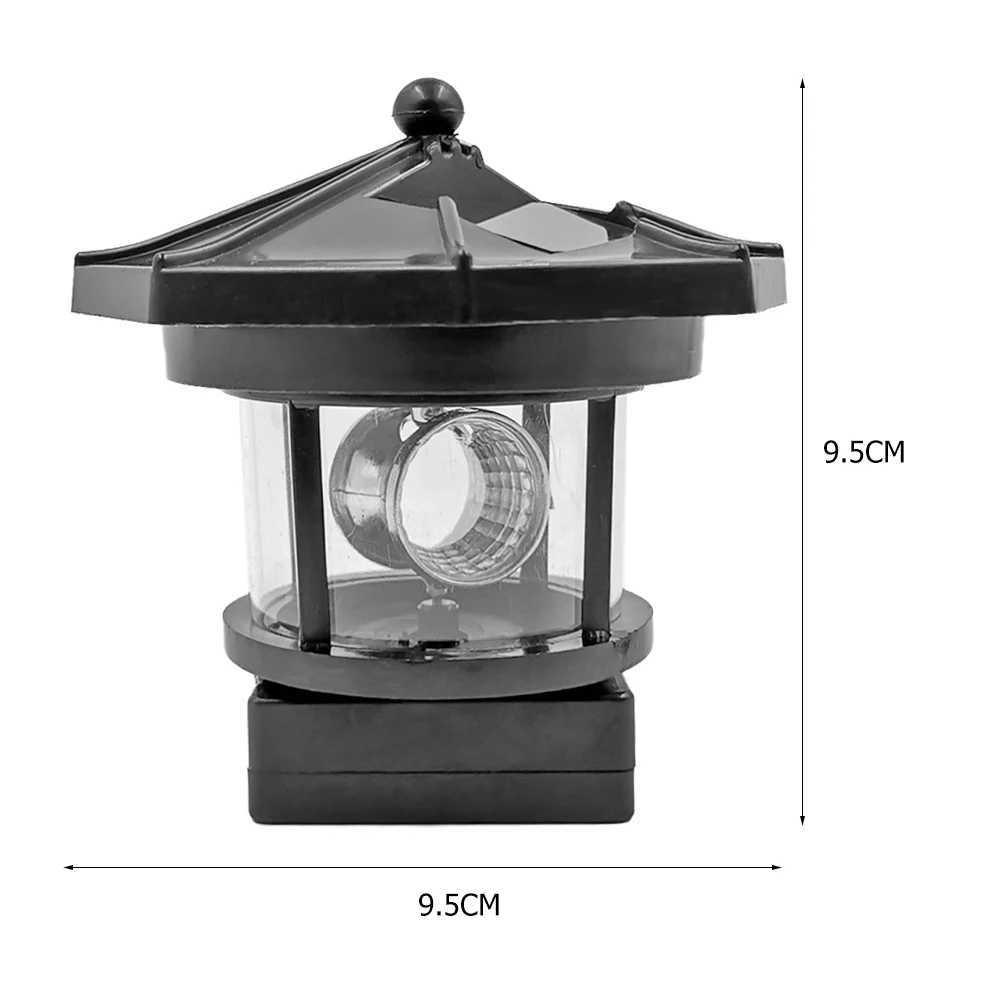 Lighthouse Shape Solar LED Light Garden Fence Outdoor Beacon Rotating Beam Lamp W250607