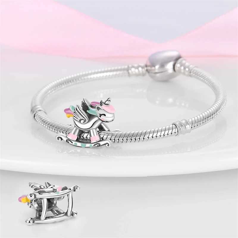 Sweet Romance 925 Silver Cloud Rainbow Unicorn Shining Dreamy Charms Beads Fit 3mm Original Bracelets DIY Fine Jewelry Making XJ250607