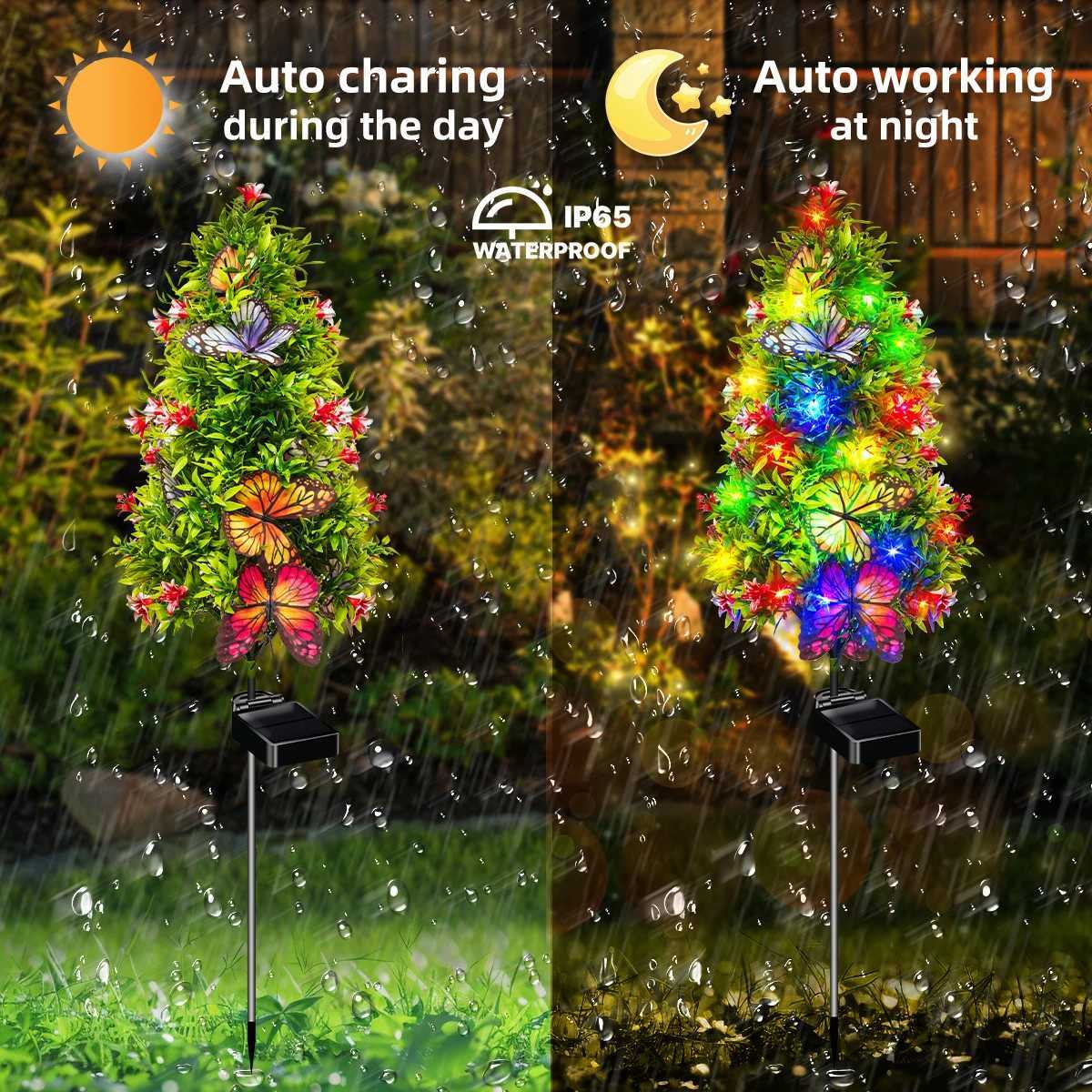 Eucalyptus Butterfly Solar Simulation Flower Garden Light Outdoor IP65 Waterproof LED Decoration for Courtyard LawnXJ250606