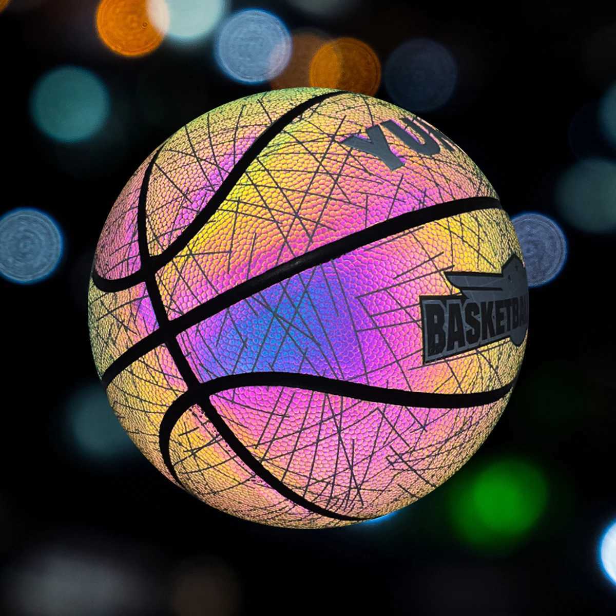 Basketball reflective luminous holographic moisture-absorbing PU basketball is suitable for night entertainment XJ250606