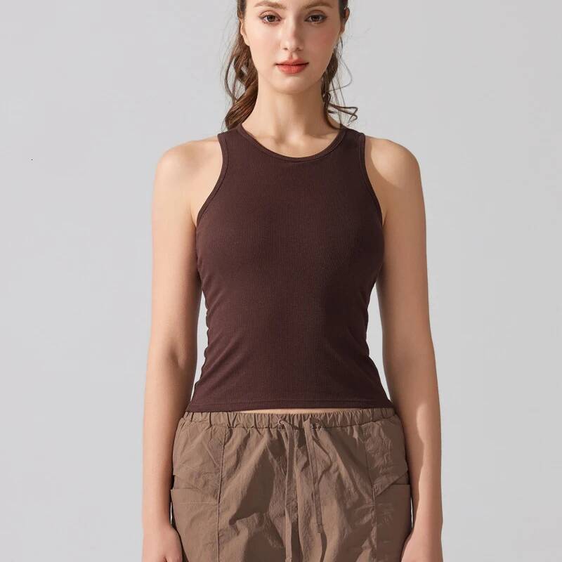 Sleeveless Fiess Yoga Top Women Solid Color Summer Gym Shirt Breathable Quick Dry Running Vest With Chest Pads Sportswear