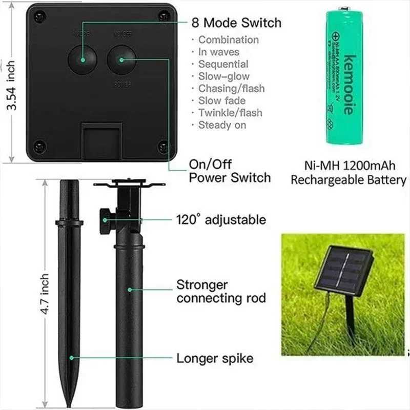 Solar String Light Fairy Garden Waterproof Outdoor Lamp 6V Garland For Christmas Xmas Holiday Party Home Decoration W250607