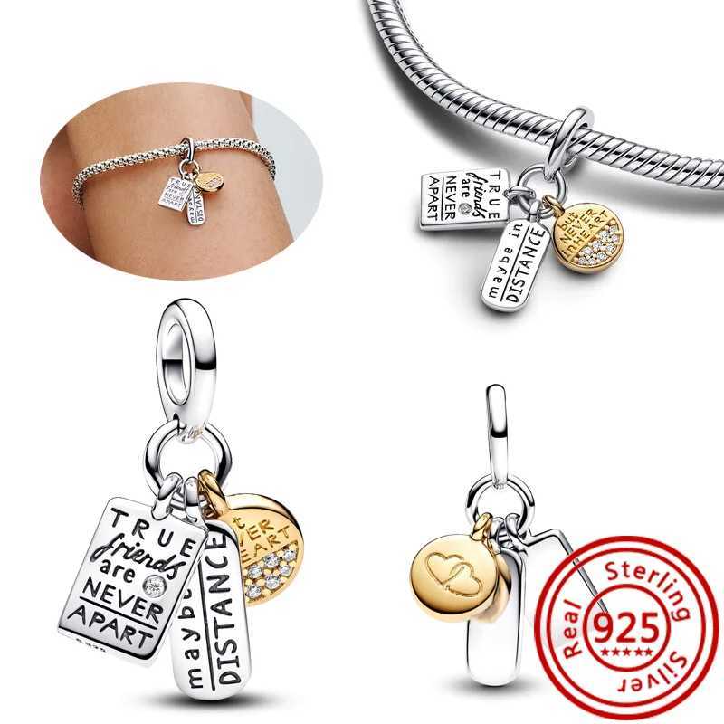 New 925 Sterling Silver Family Friends Friendship Triple Dangle Charm Heart Beads Fit Original Pantaro Bracelet Fine DIY Jewelry XJ250607