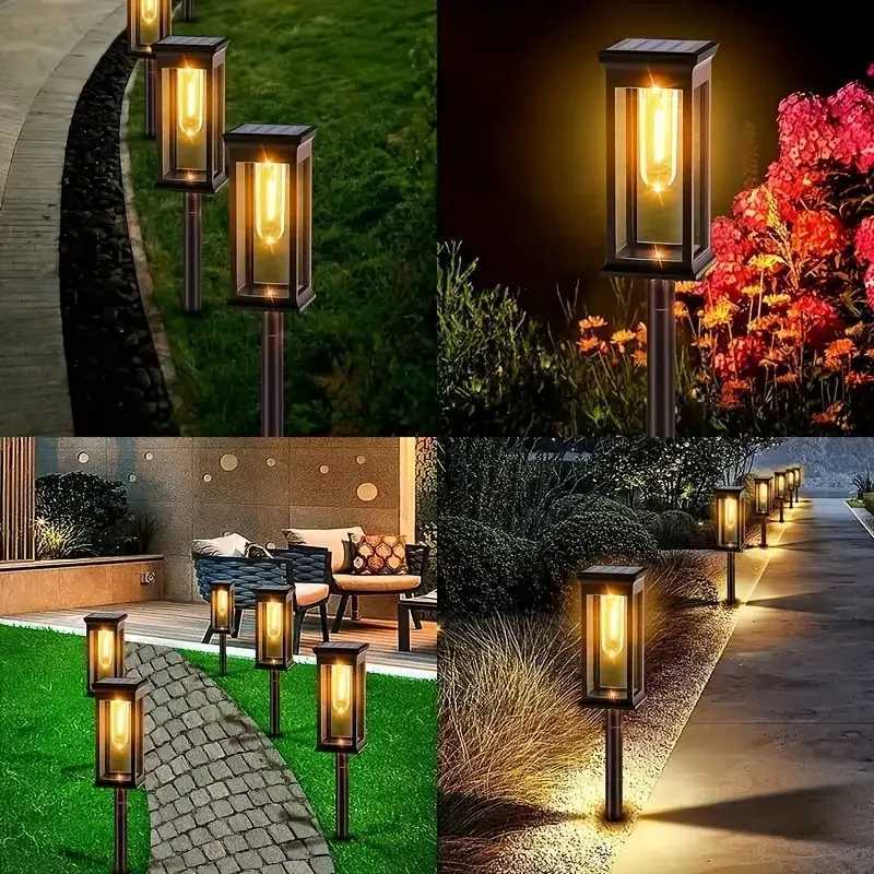 Solar Pathway Lights Solar Lights Outdoor Solar Powered Garden Lights for Walkway Yard Backyard Lawn Landscape Lighting Decor XJ250606