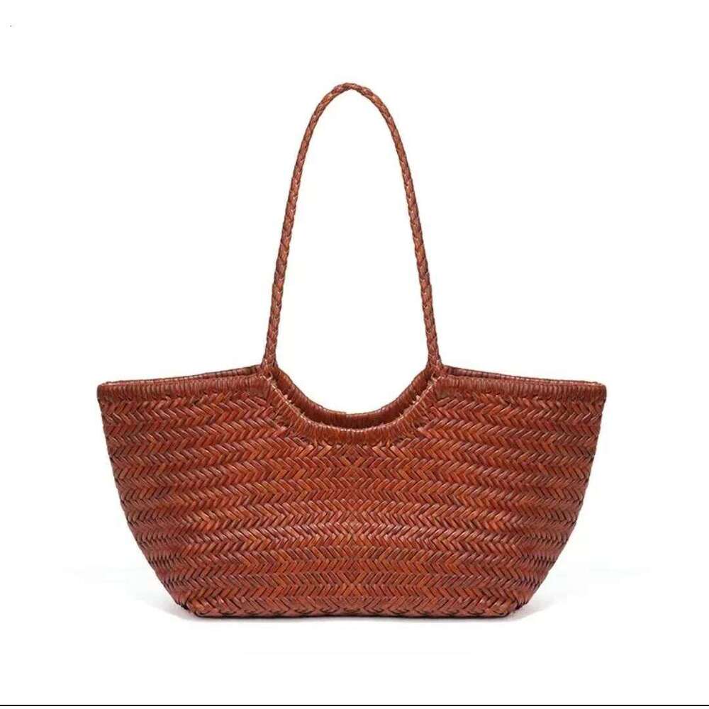 Women's Genuine Leather Woven Vegetable Basket Antique Tote Bag 2025 New High-Quality Versatile Large Capacity