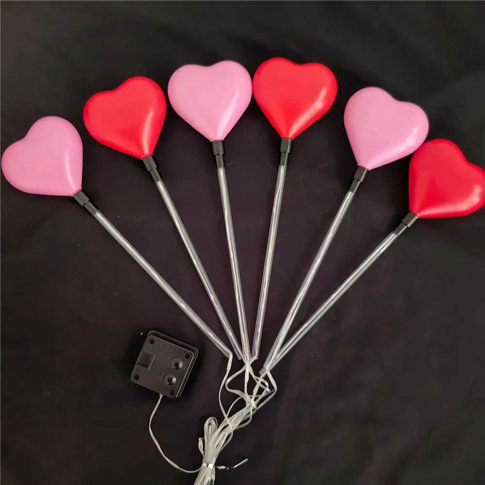 6pcs Solar-Powered Red Heart Lawn Lights Waterproof Outdoor Pathway Decor for Garden Wedding Decoration Valentines Day 1012 W250607