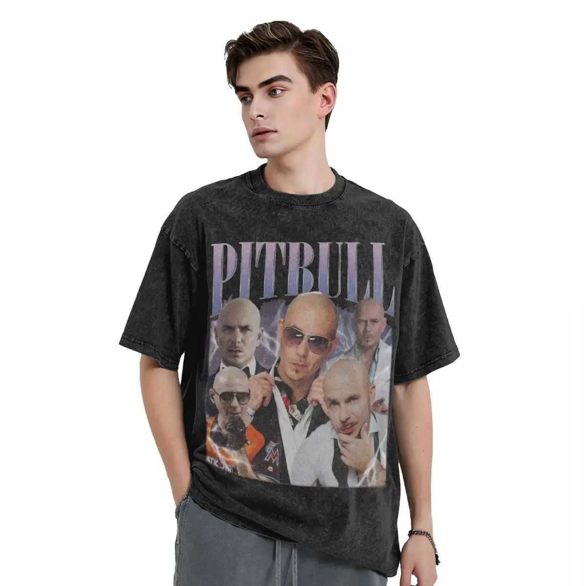 Pitbull Mr Worldwide Washed T Shirt Streetwear Hip Hop Vintage T-Shirts for Men Women Short Sleeve Harajuku Printed X250607