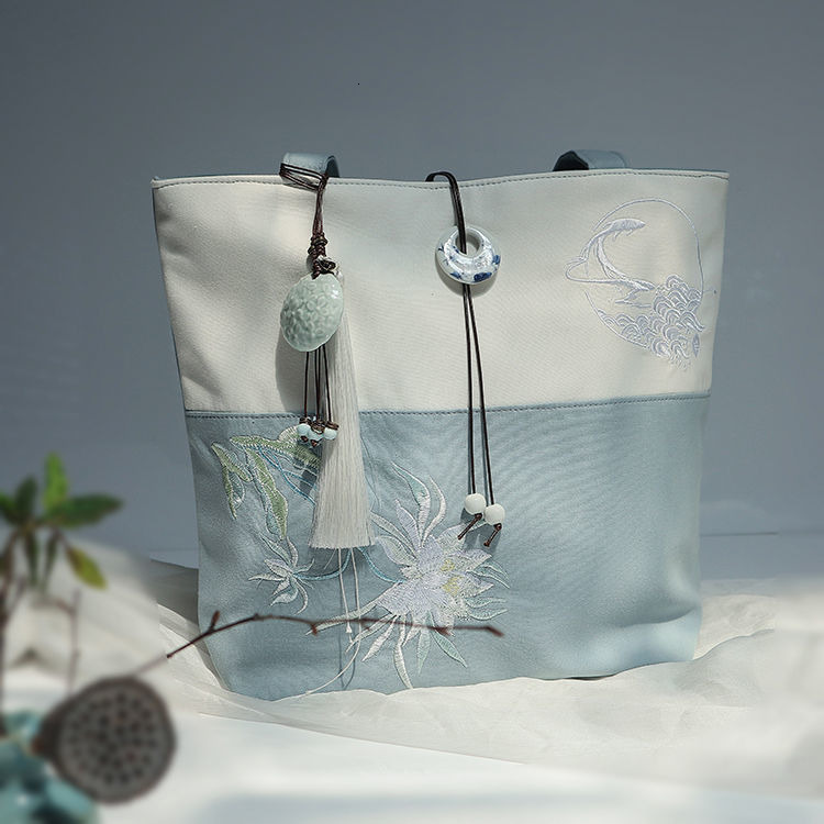 Top Brand High Quality New Style Original Boutique Literary Style Ancient Style Hanfu Canvas Backpack Handbag Shoulder Bag for Women New Free Delivery