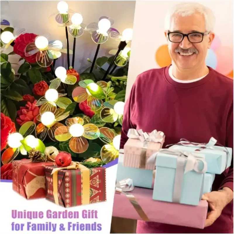 1PC Solar Firefly Flower LED Lights Outdoor Waterproof 2 Modes Decoration Lamp Landscape Lighting For Garden Lawn Patio Pathway XJ250606