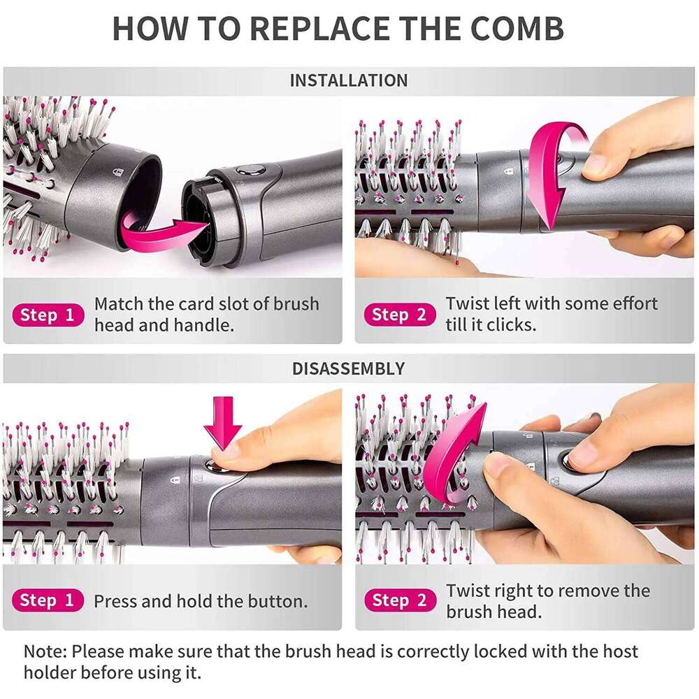 3Th With Interchangeable Head Hair Straightener Curler Comb Brush One Step Styler And Volumizer Ion Blow Dryer