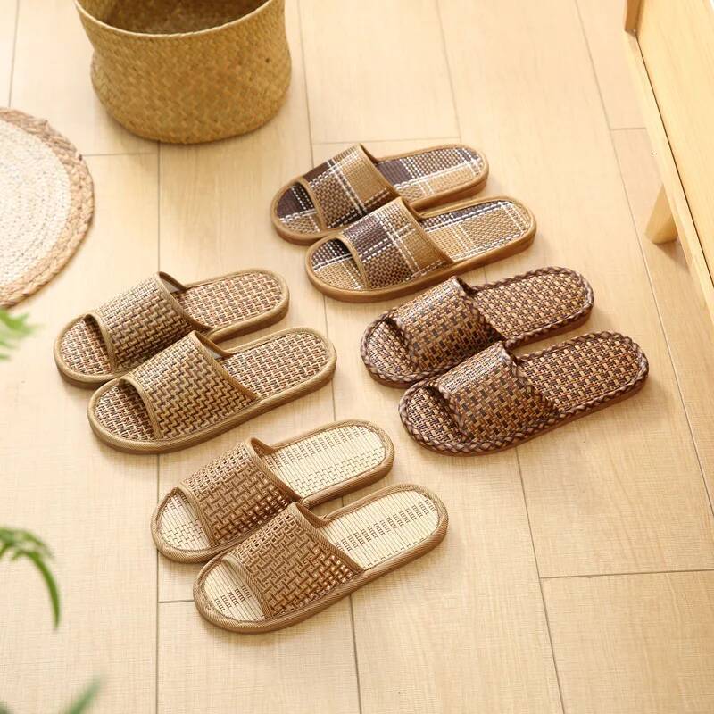 Ddmyoutdoor Men Women Bamboo Rattan Grass Summer Lovers Straw Mat Slippers Indoor Thickened Softwood Floor Home Sandals Beach Shoes outdoor shoes