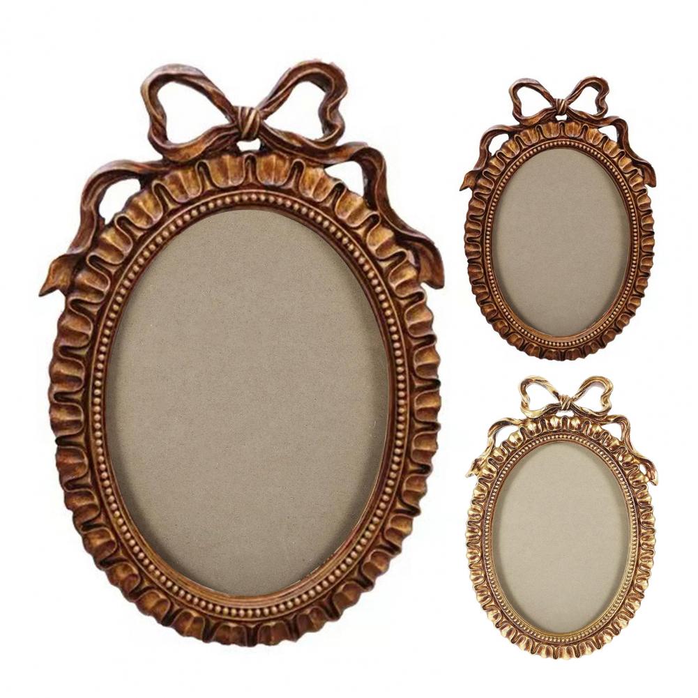 European Style Picture Elegant Photo Frames with Embossed Bow Ornate Design Vintage Oval Frame for Home Wall Decor H260306