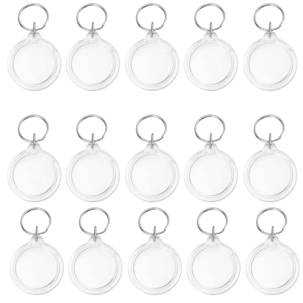 30Pcs Circle Acrylic Po Frame Keychain Snap-In Custom Insert Po Acrylic Blank Picture Keyring for DIY Projects 250606