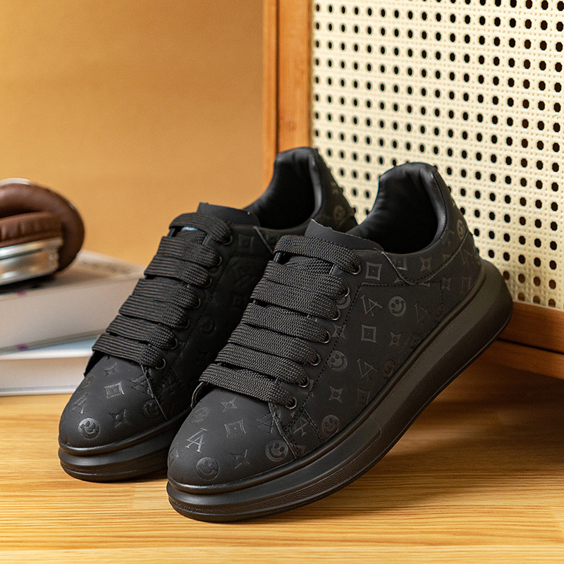 Print fashion couples small white shoes men's fashion shoes thick soles increase high and low upper plate shoes students light sports shoes