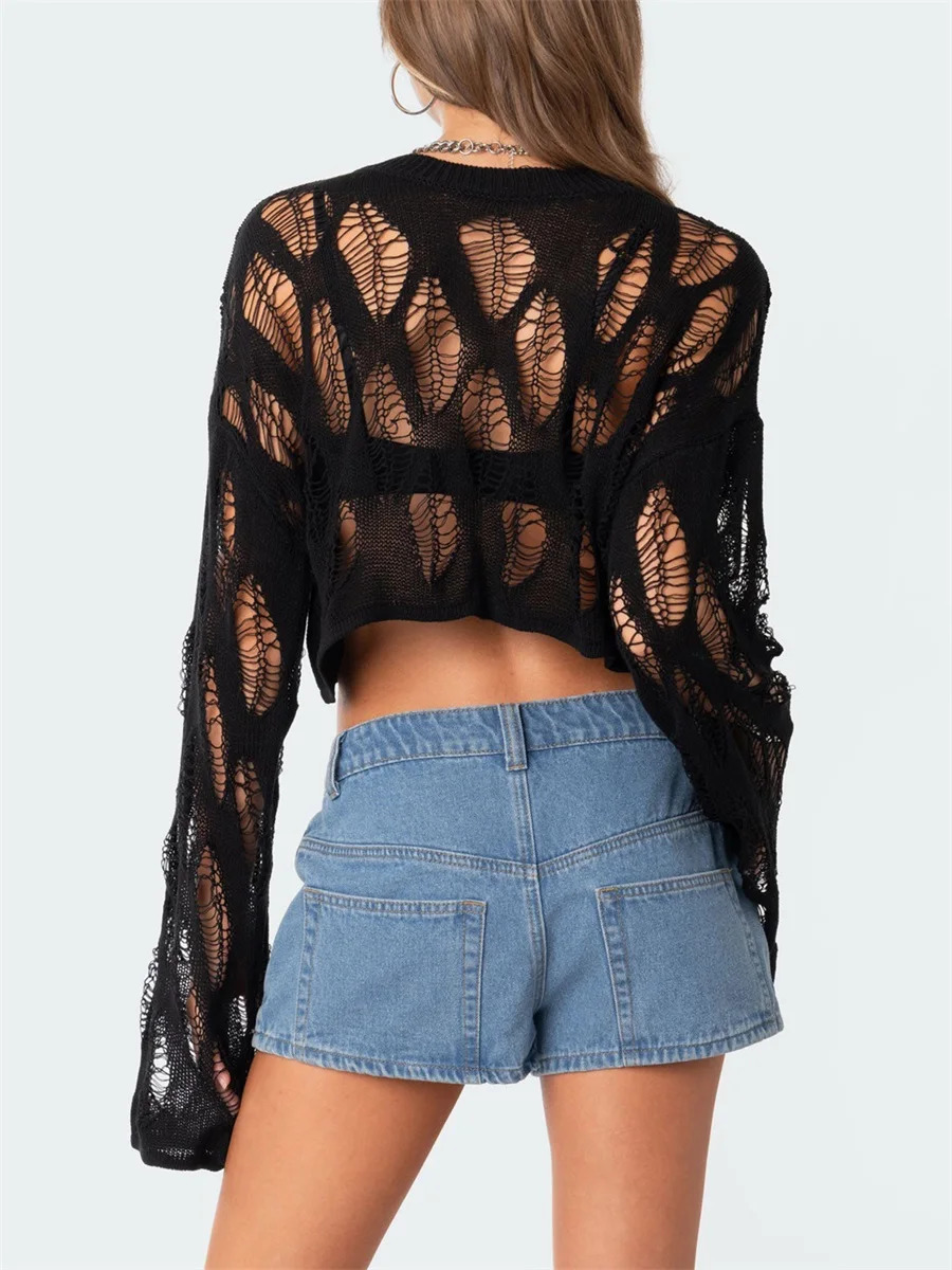 Women s Cable Knit Sweater Long Sleeve Turtleneck y Ribbed Solid Pullover Crop Top Casual Streetwear Fashion 250530