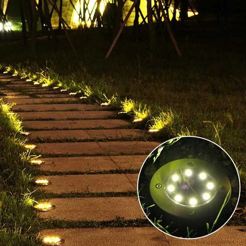 1/4Pack Solar Lights Outdoor 8 LEDs Disk Underground Lamp Spotlight Buried Solar Light for Home Garden Lawn Yard Decoration XJ250606
