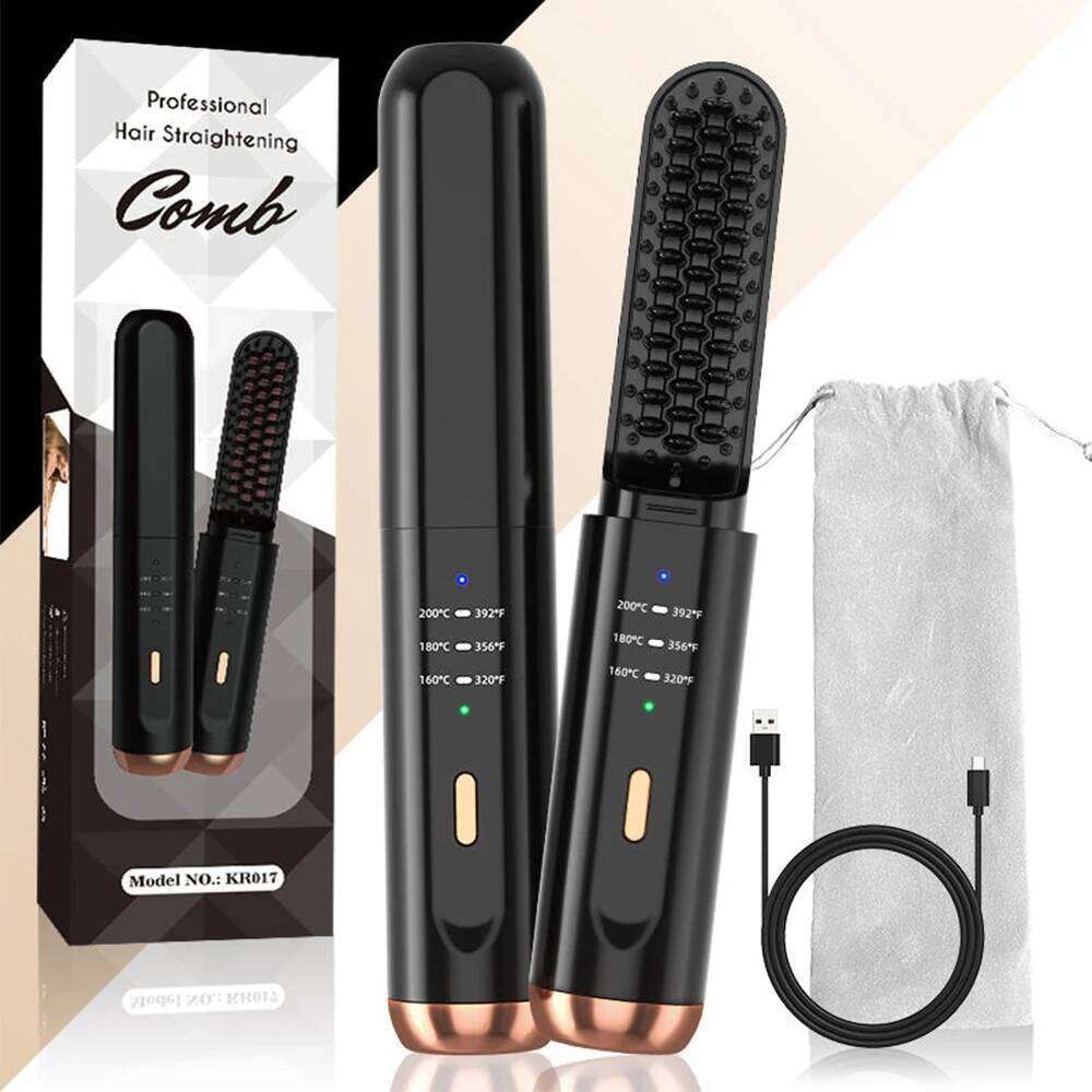 Cordless Beard Men Portable Straightener Brush Women Mini Electric Hair Brushes For Home Travel Hot Comb