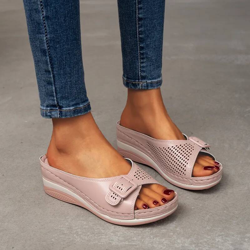 Ddmyoutdoor Summer Platform Wedge Sandals Closed Toe Flat Slippers Women Outdoor Casual Beach Shoes Plus Size Outdoor Shoes