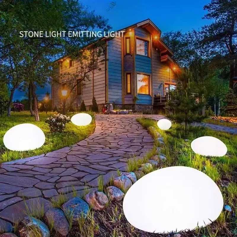 Solar Pebble Lights Outdoor Waterproof IP65 Decorative Garden Stone Lights for Pathway/Lawn/Yard 8H Auto Lighting Solar Light W250607