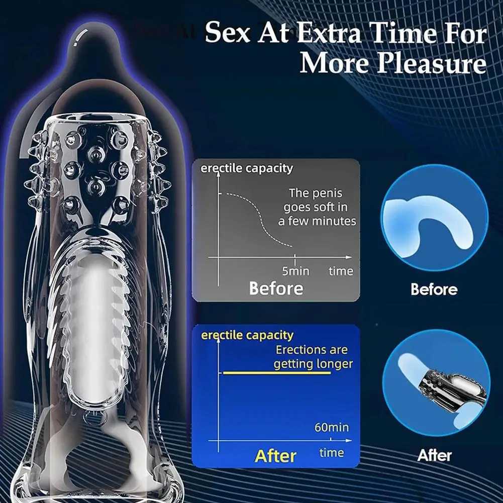 Reusable Vibrating Cock Penis Ring Sleeve Extensions Delay Ejaculation Stronger Erection Adult Ring Cock Sex Toys For Men XJ250607