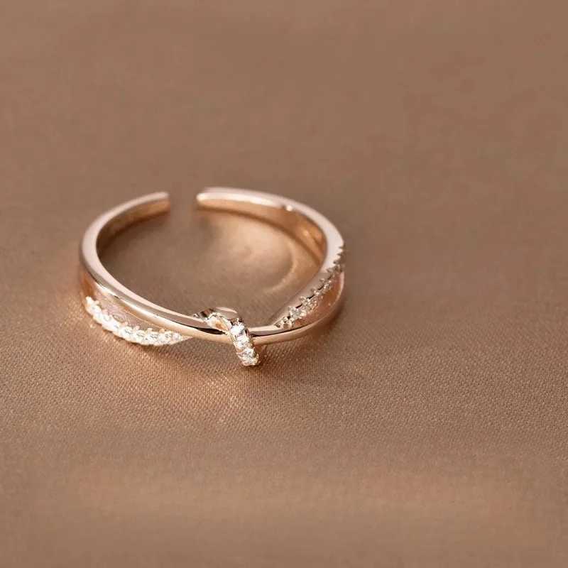 925 Sterling Silver Cross Knotting Zircon Rings For Women Girls Wedding Luxury Jewelry Accessories Jewellery Argent 925XJ250606