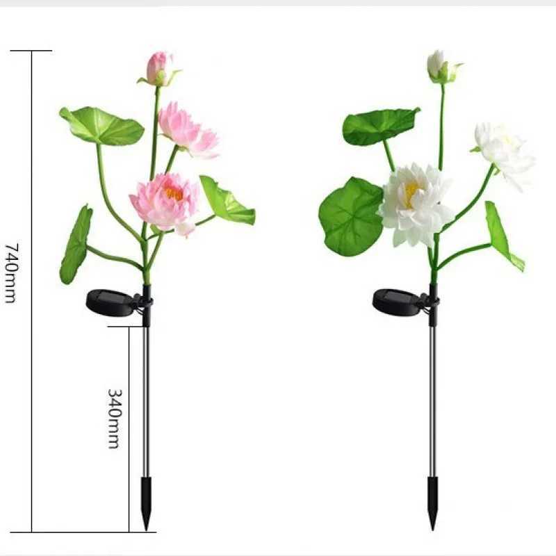 Solar Lotus Floral Garden Lights Flowers Lights Solar Powered LED Lawn Light Outdoor Garden Decor Yard Landscape Decoration XJ250606