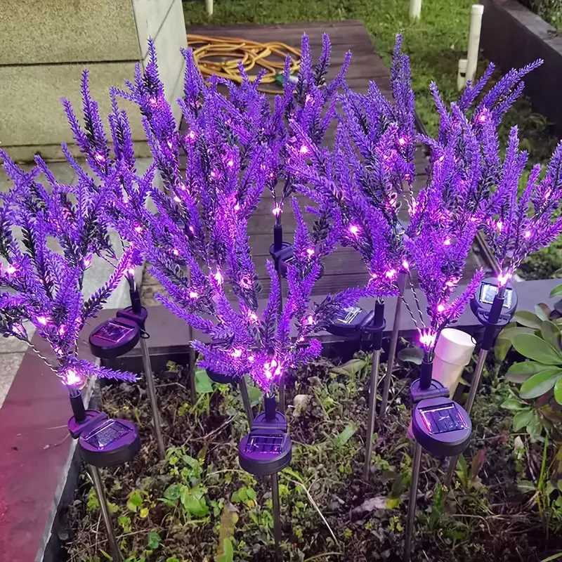 Solar-Powered Purple Lavender LED Landscape Lights For Garden Decor Halloween Christmas Festive Lawn Waterproof Lawn Lights N10XJ250606