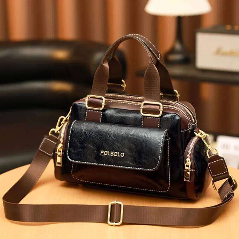 Vintage Women's 2025 New PU Leather Shoulder Bag Women Boston Handbags Retro Large Capacity Female Crossbody Bags