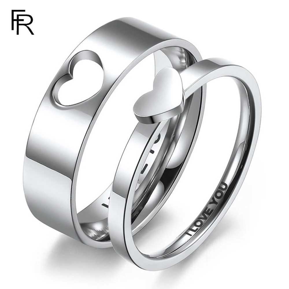 Heart Shaped Couple Rings Couple Stainless Steel Wedding Ring Set Women Love Jewelry Valentines Day Birthday Gift W250606