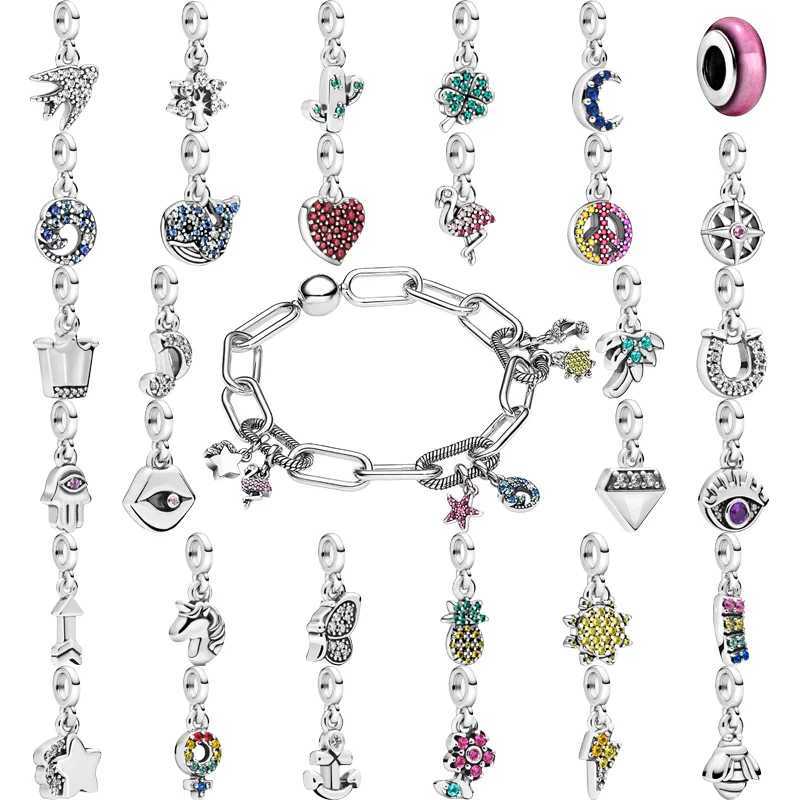 925 Silver Me Series Pendant Sparkling Moon Heart Stars Mini Dangle Charm Fit Pantaro Original Bracelet Jewelry XJ250607