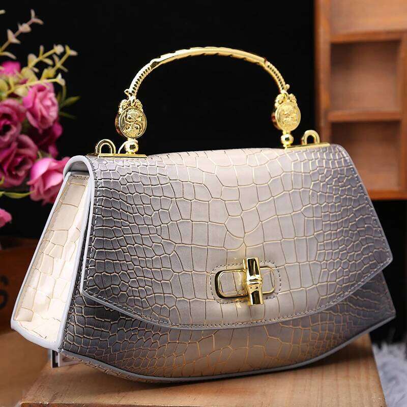 Fashion Genuine Leather Women's Handbags 2024 New Crocodile Pattern Shoulder Messenger Bag Small Portable Saddle Bags 2025/06/07