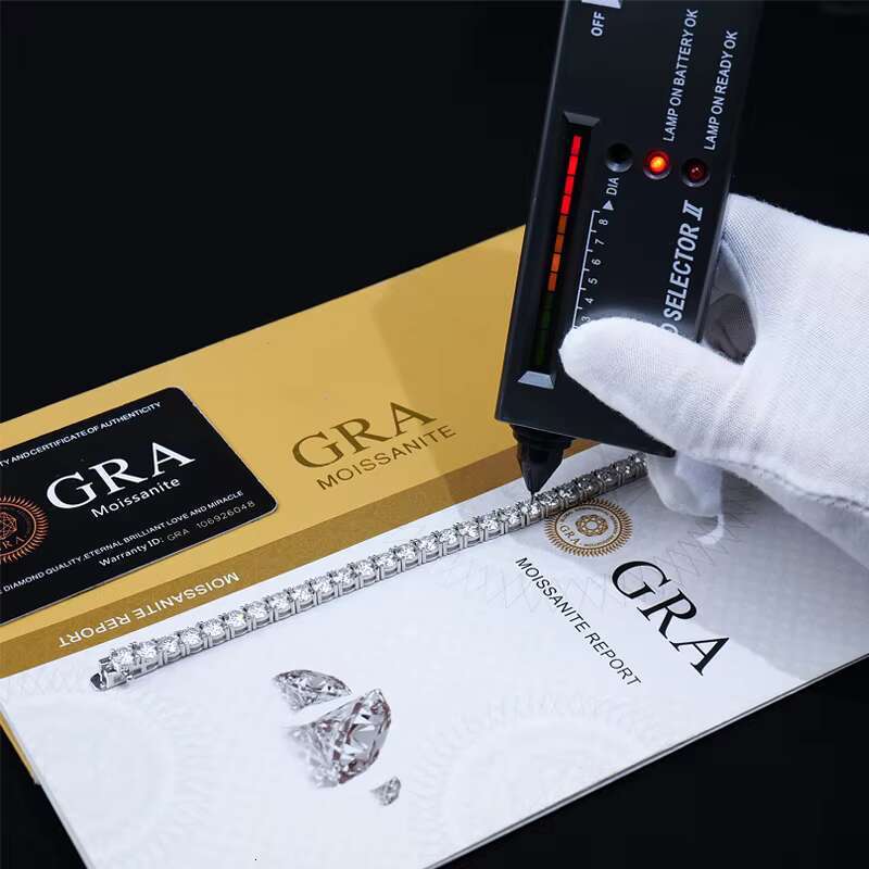 RINNTIN SMB Fine Moissanite Diamond Tennis Chains 3mm-5mm Hip Hop Silver Jewelry Necklaces Bracelets for Men Women Gift