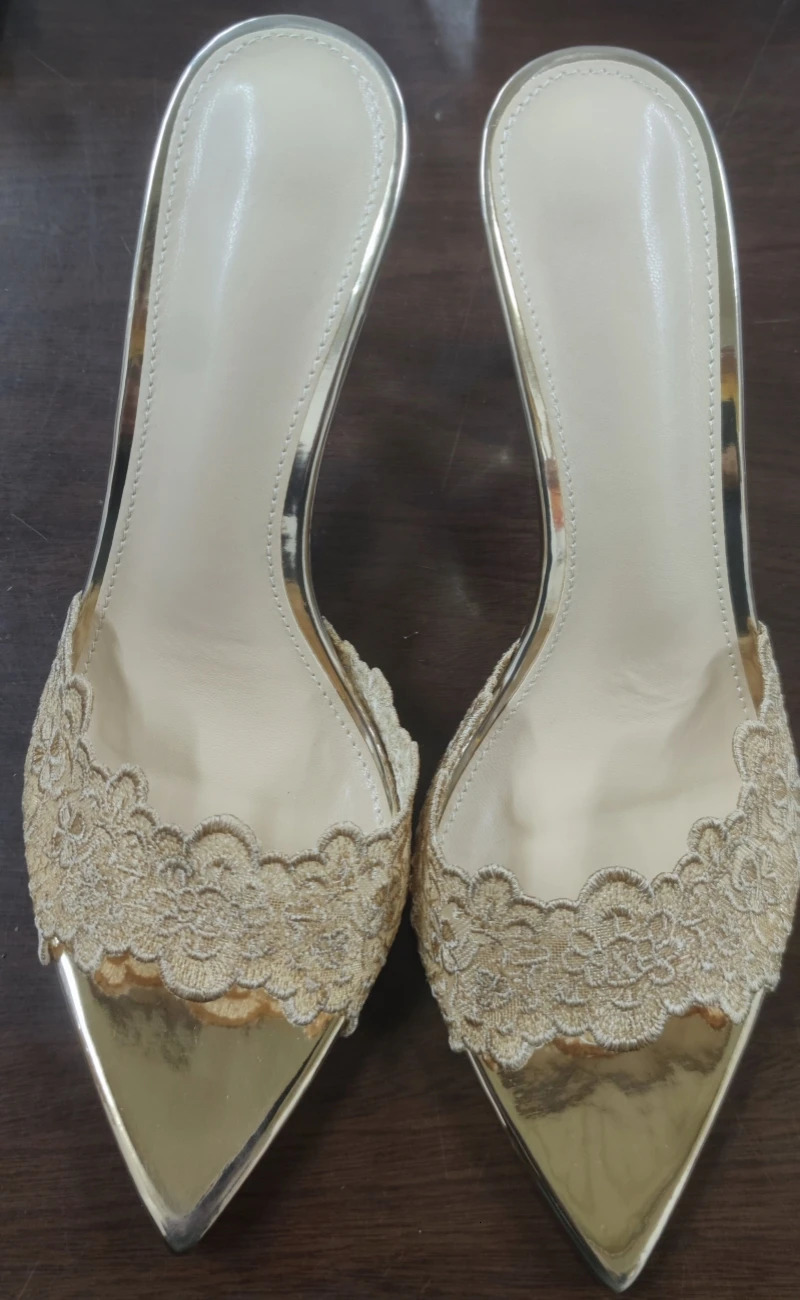 Summer Womens High-heeled Sandals Sexy and Comfortable Lace Embroidered Shoes Mules Banquet Shoes 250603