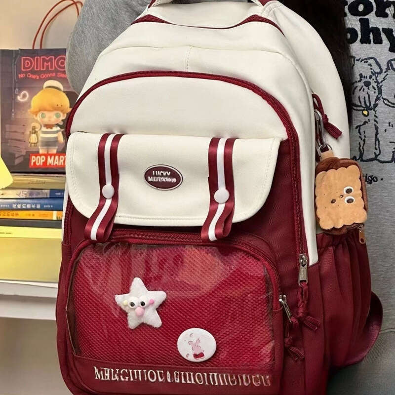 Ins Style Badge Pain Casual Versatile Bag for Female High and Middle School Students Travel Backpack