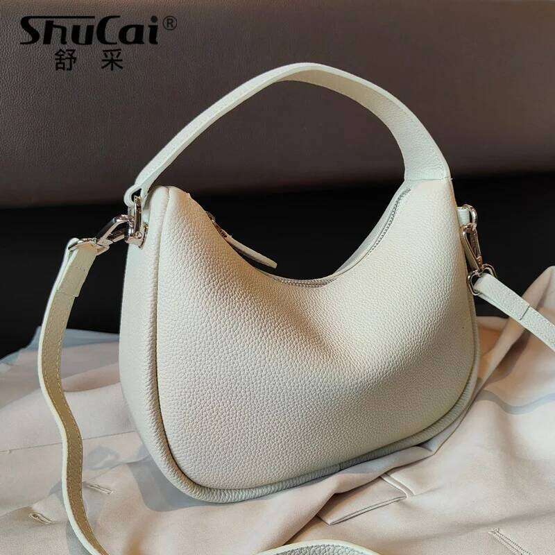 Genuine Leather Women's With Top Layer Of Cowhide A Hand-Held Crescent Exquisite One Shoulder Crossbody Underarm Bag 250608