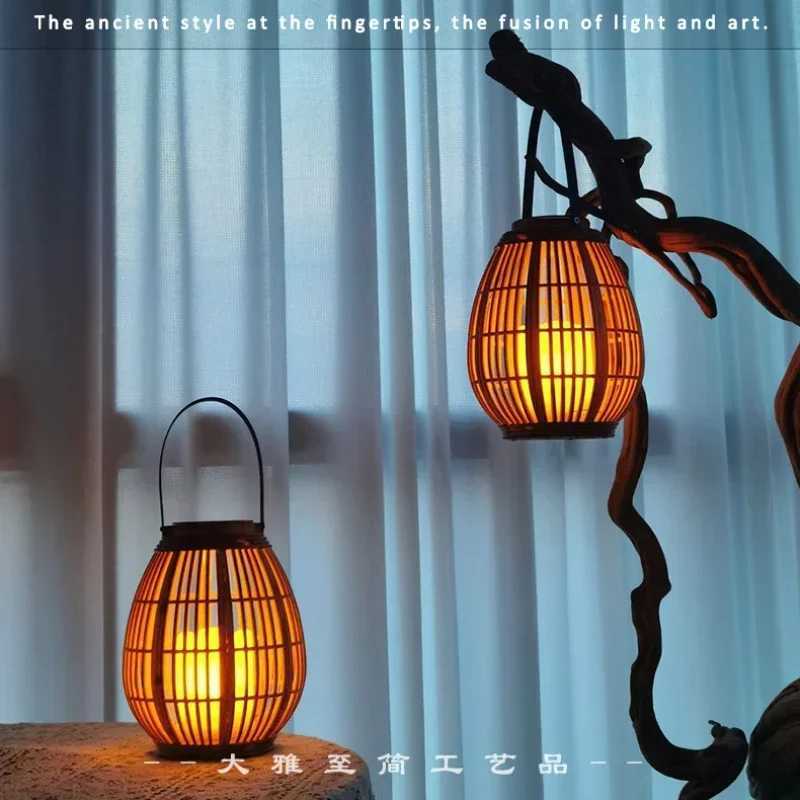 Outdoor Bamboo Solar Lights Portable Tree Hanging Lamp Solar Powered Landscaping Balcony Atmosphere Garden Solar Lamps W250607