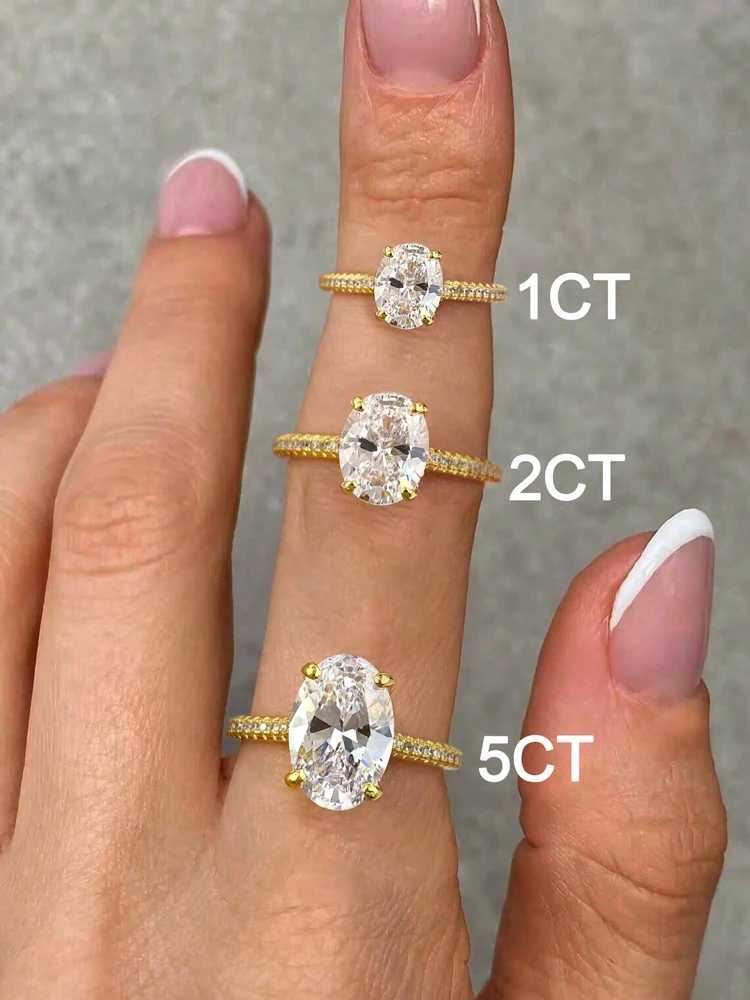 925 Sterling Silver Full Zirconia Gorgeous 1-5CT Oval Stone Ring For Women Engagement Wedding Luxury High Quality Fine Jewelry XJ250606