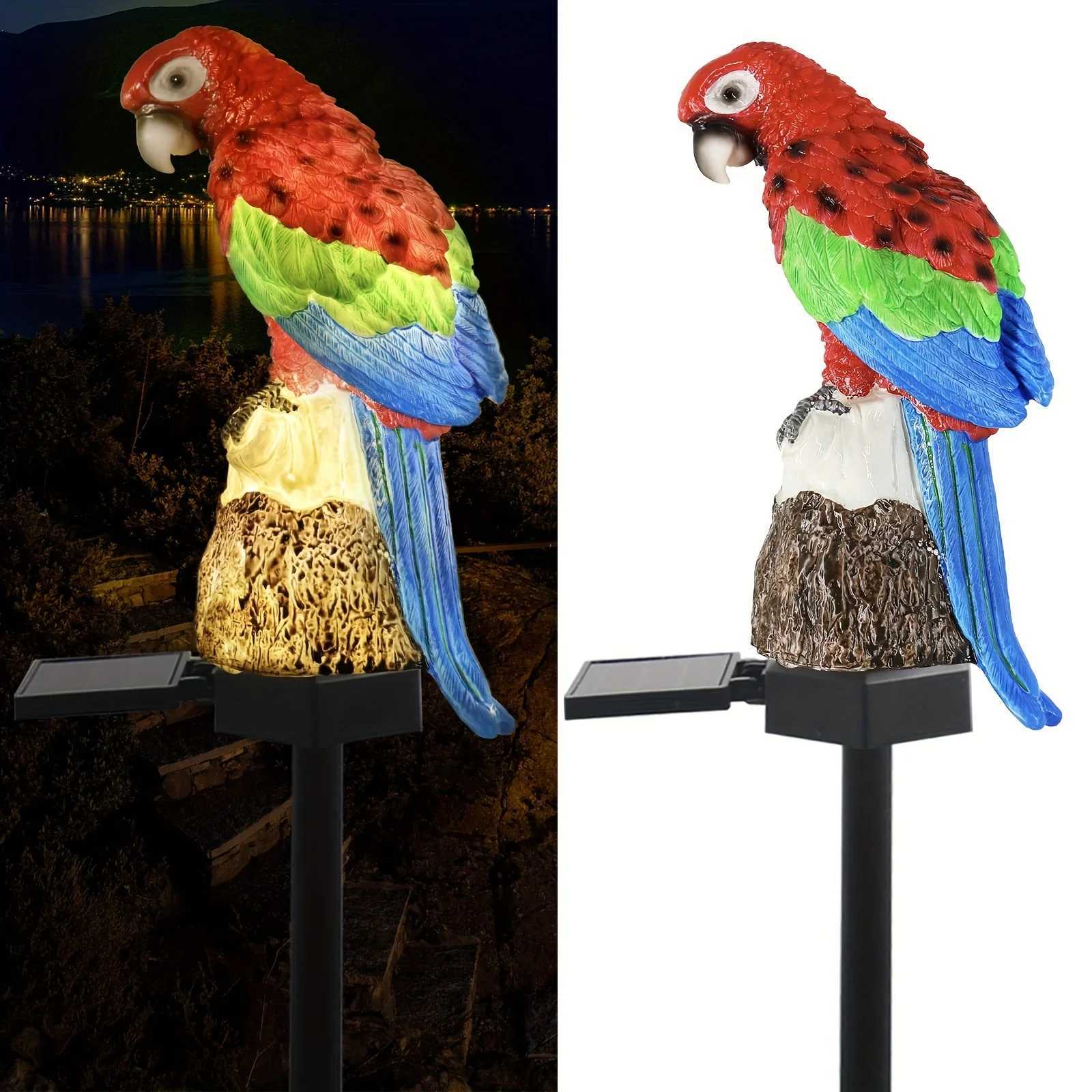 Solar Parrot Floor Insert Statue Light Parrot Outdoor Garden Waterproof LED Lights For Walkway Yard Lawn Landscape Decorative XJ250606