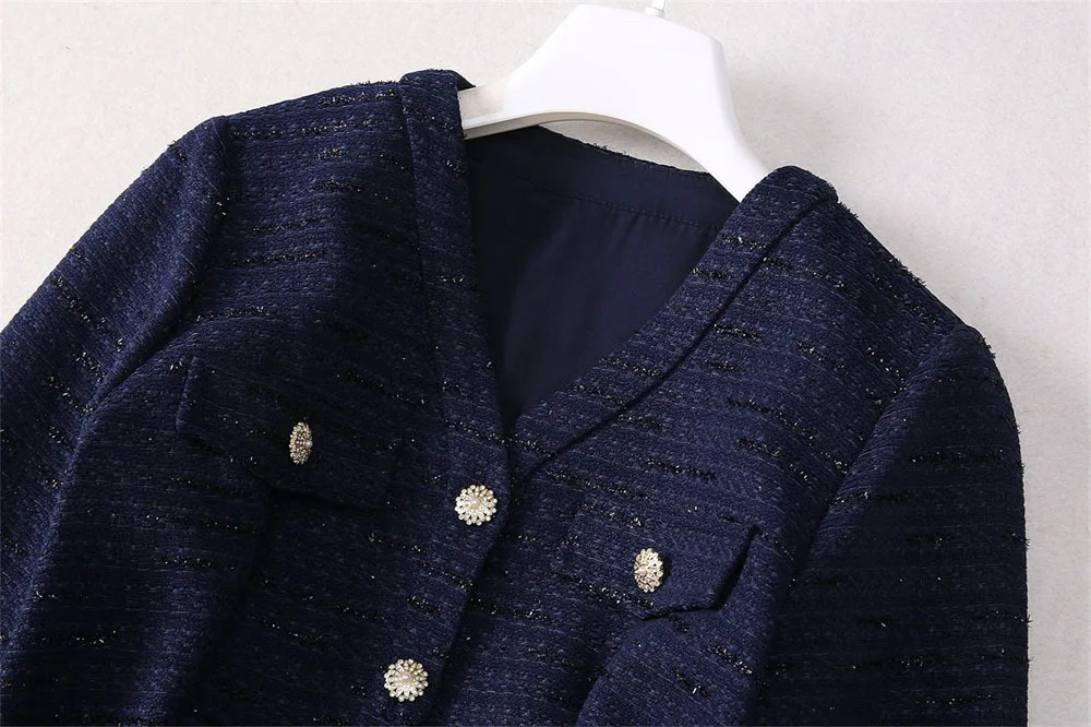 Autumn Winter Single Breasted Beading Tulle Tweed Dress For Women Long Sleeve Prom Evening Fishtail Midi Dresses Party Mermaid 250603