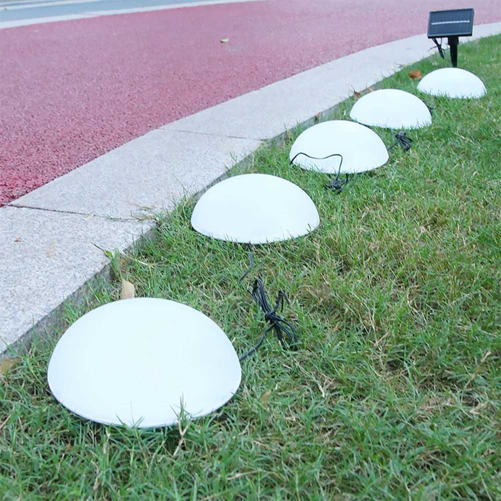 5Pcs Solar Ground Lights Outdoor Garden Lawn Lamps Creative Half Ball Shaped Waterproof LED Lamp Pathway Landscape Yard Decor W250607