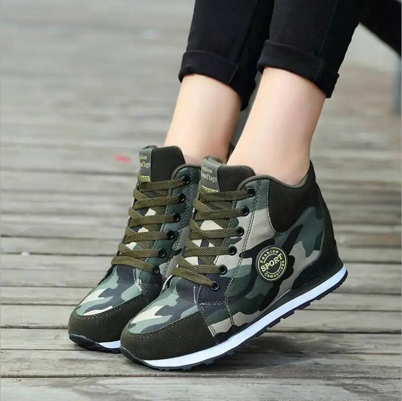 Ddmyoutdoor Ddmyoutdoor Spring High Top Wedge Platform Casual Hidden Heels Ladies Sneakers Camouflage Women Shoes Basket Femme Outdoor Outdoor Shoes