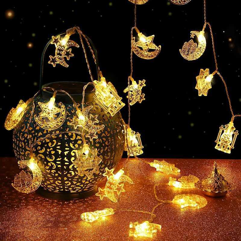 1-10M LED String Lights Moon Star Lamp Eid Moon Star Decoration Hanging String Light Luminous Star Moon Ramadan Home Decoration XJ250606